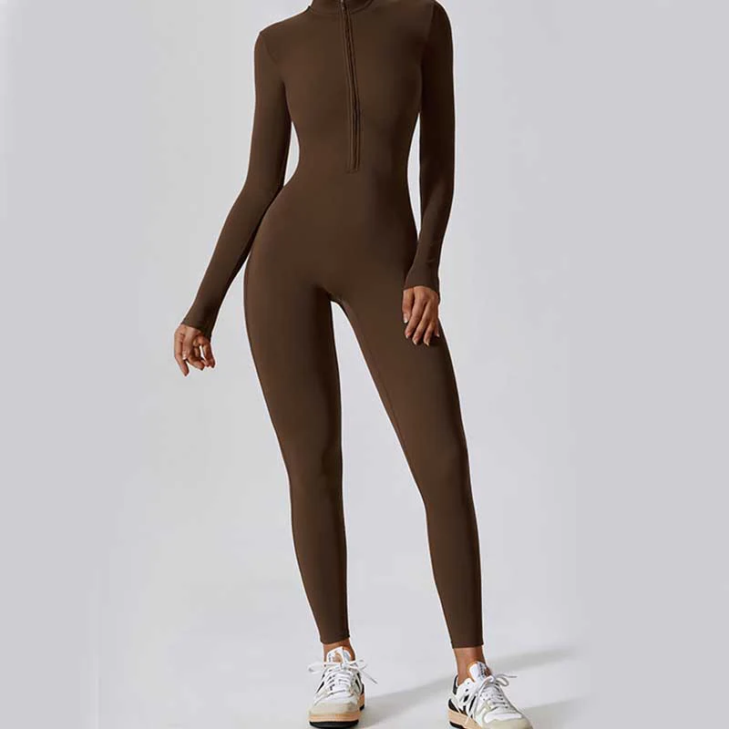 Buddha Stones Donna Cerniera Manica Lunga Shapewear Tuta Sportiva Fitness Yoga Body - Image 7