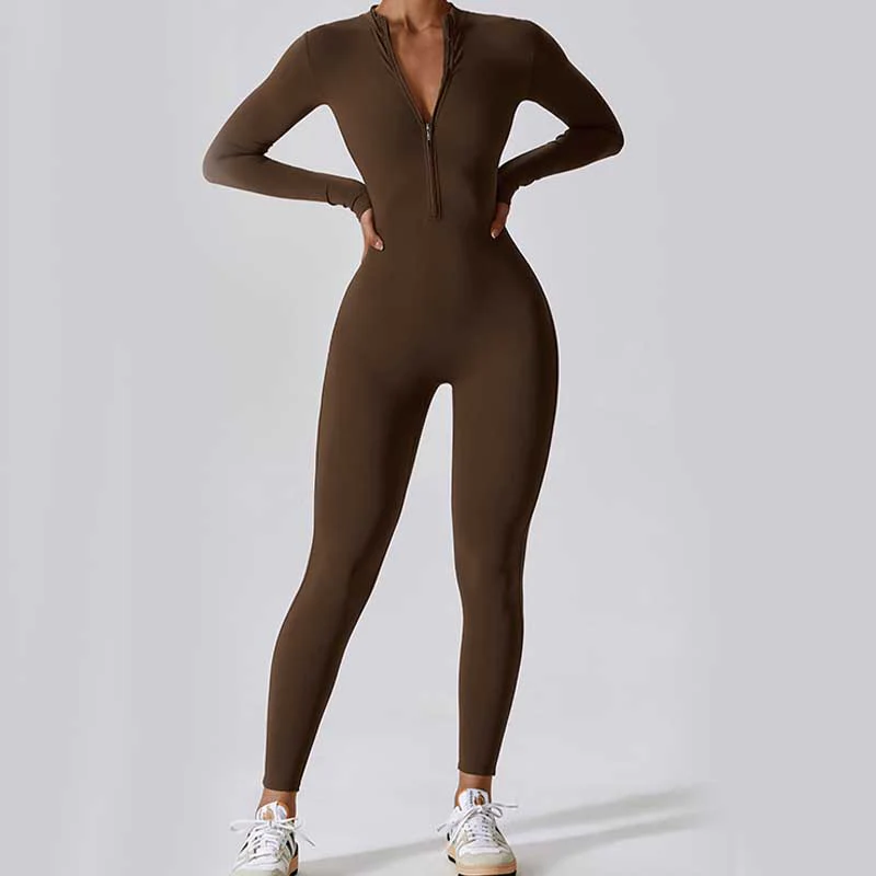 Buddha Stones Donna Cerniera Manica Lunga Shapewear Tuta Sportiva Fitness Yoga Body - Image 8