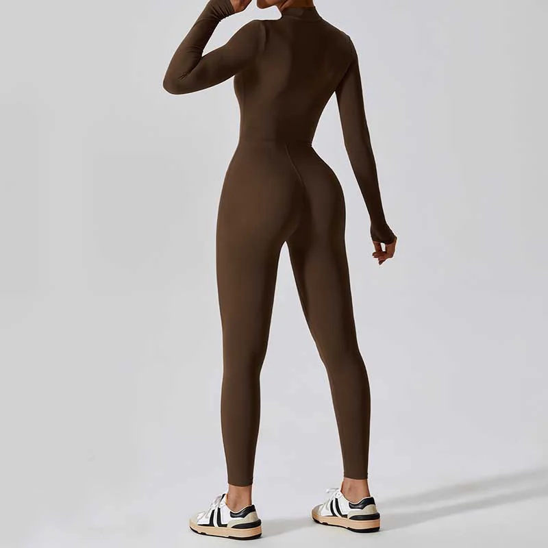Buddha Stones Donna Cerniera Manica Lunga Shapewear Tuta Sportiva Fitness Yoga Body - Image 9