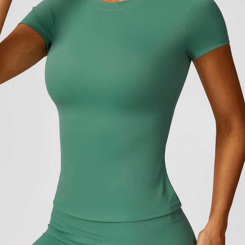 Buddha Stones Donna Manica Corta T-Shirt Top Vita Alta Leggings Pantaloni Per Sport Yoga - Image 33