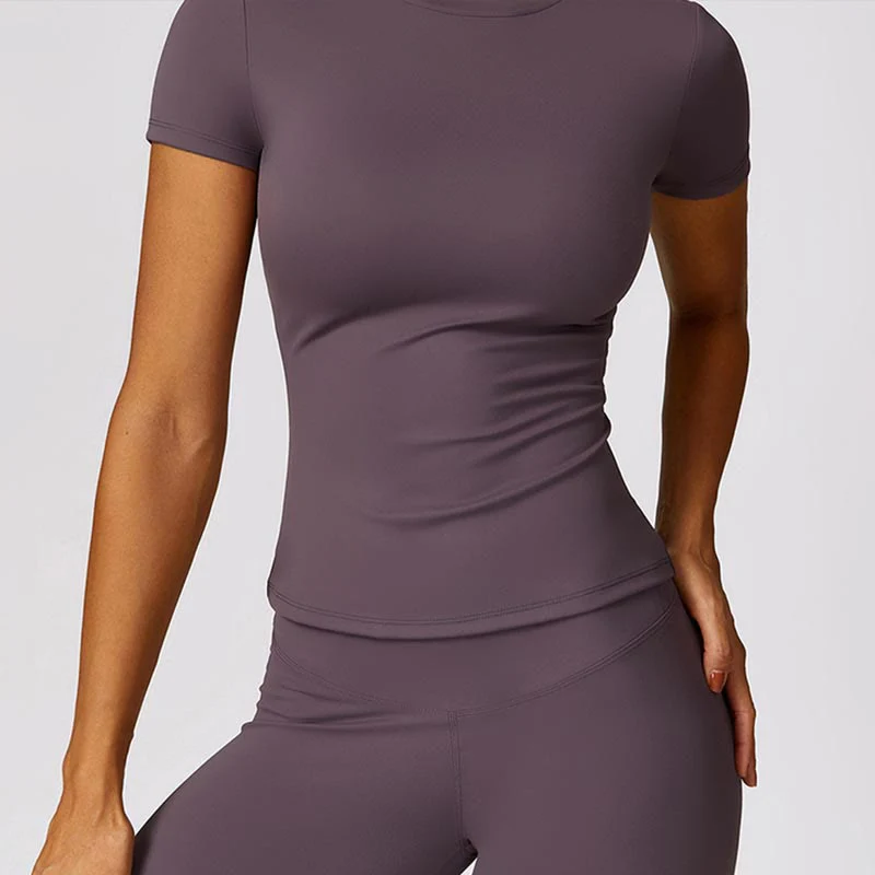 Buddha Stones Donna Manica Corta T-Shirt Top Vita Alta Leggings Pantaloni Per Sport Yoga - Image 44