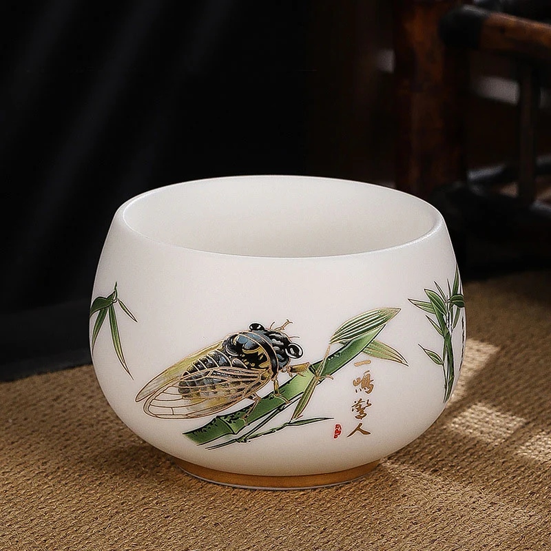 Buddha Stones Drago Cicala Bambù Cervo Gru Loto Prugna Fiore Tazza da tè in ceramica Kung Fu Tazza da tè Ciotola 185ml - Image 11