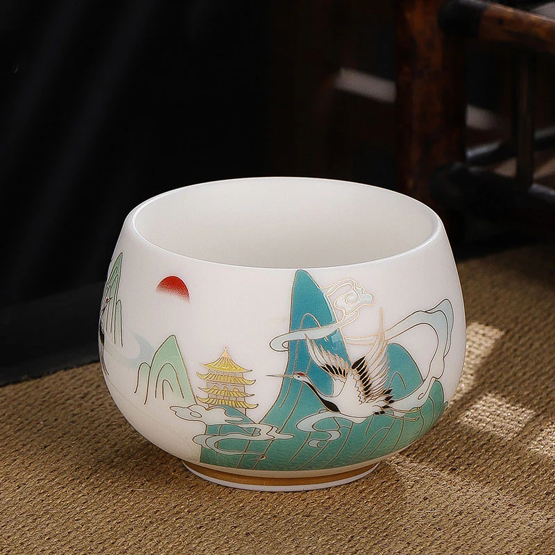 Buddha Stones Drago Cicala Bambù Cervo Gru Loto Prugna Fiore Tazza da tè in ceramica Kung Fu Tazza da tè Ciotola 185ml - Image 13