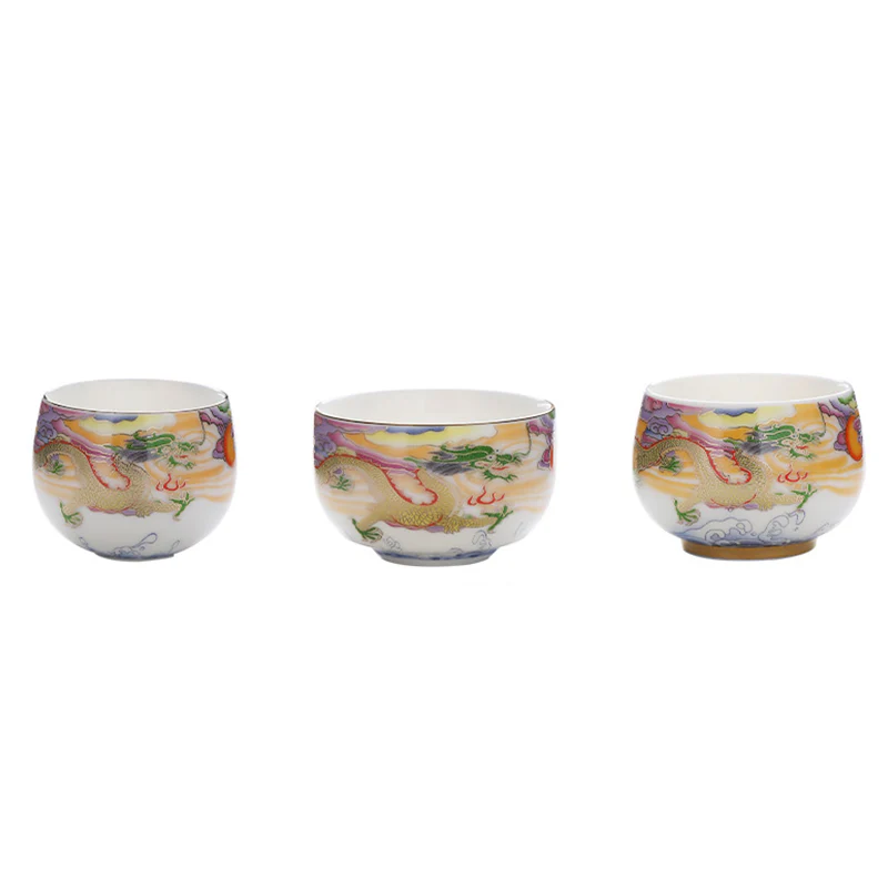 Buddha Stones Drago Fenice Nuvole di buon auspicio Sole Onde dell'oceano Tazza da tè in ceramica Tazza da tè Kung Fu - Image 19