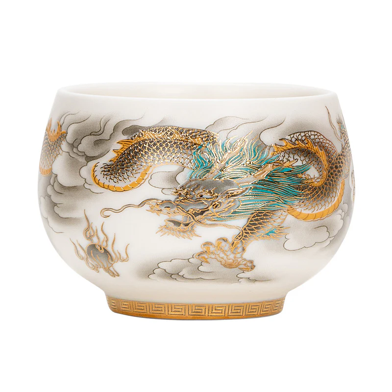 Buddha Stones Drago Fenice Nuvole di Buon Auspicio Tazza da Tè in Ceramica Tazza da Tè Kung Fu con Scatola Regalo - Image 10