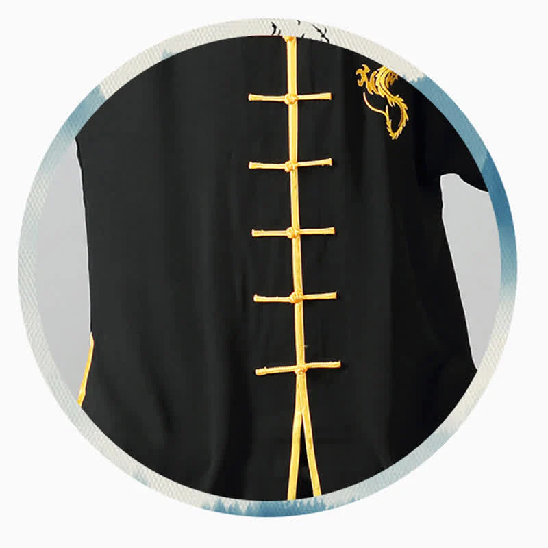 Buddha Stones Drago Ricamato Qi Gong Zen Pratica Spirituale Meditazione Preghiera Uniforme Unisex Abbigliamento Set - Image 12