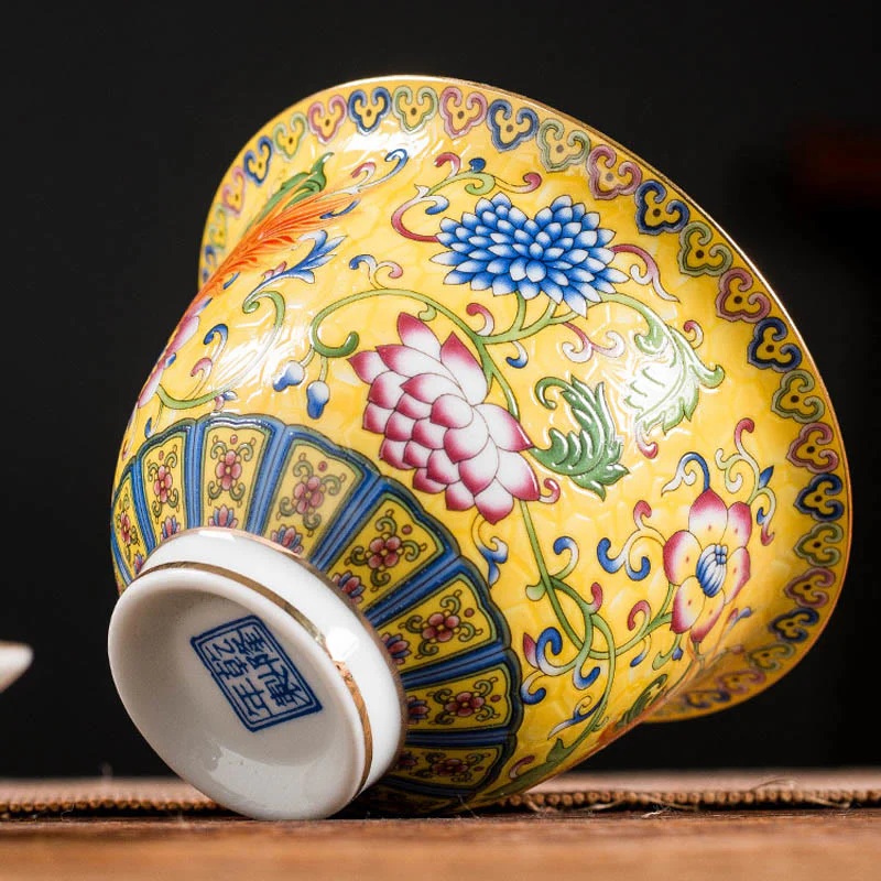 Buddha Stones Dragon Phoenix Flower Design Ceramica Gaiwan Sancai Tazza da tè Kung Fu Tazza da tè e piattino con coperchio - Image 10