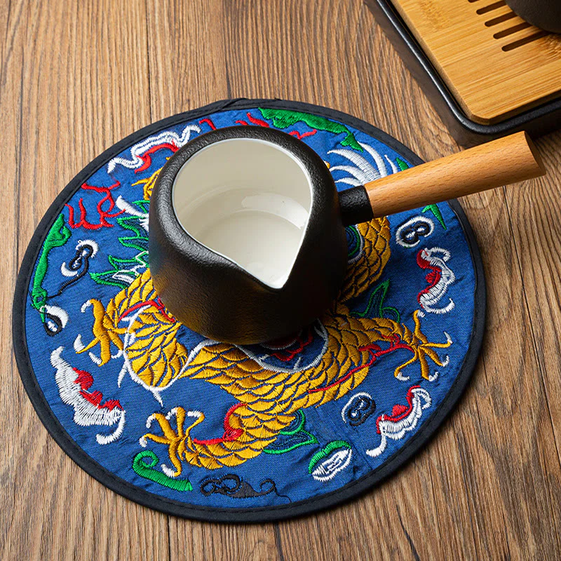 Buddha Stones Dragon Ricamo Sottobicchiere Tazza Sottobicchiere Tazza da Tè Kung Fu Tappetino da Tè - Image 13