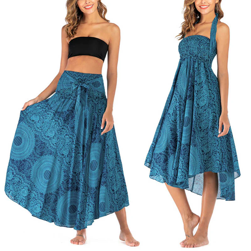 Buddha Stones Due stili indossano Boho Compass Rose Flower Skirt Dress - Image 13