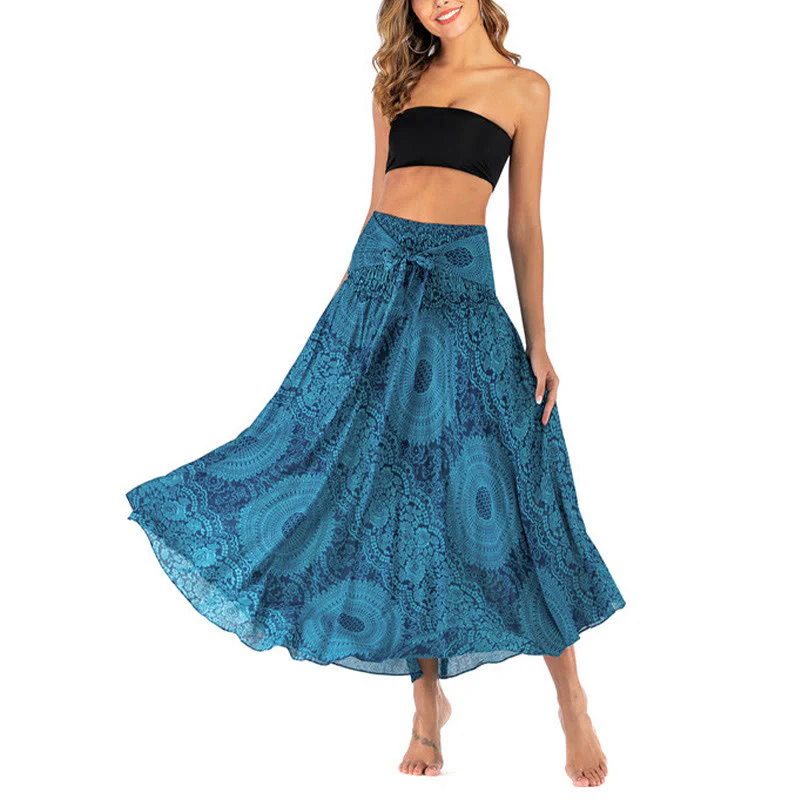 Buddha Stones Due stili indossano Boho Compass Rose Flower Skirt Dress - Image 14