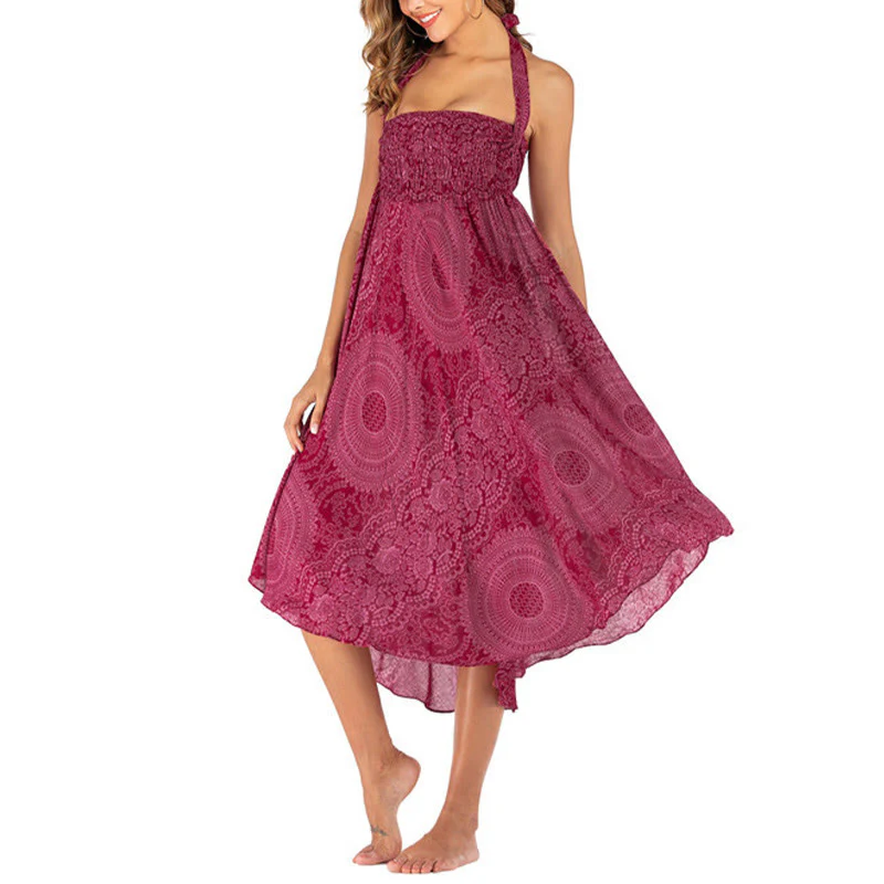 Buddha Stones Due stili indossano Boho Compass Rose Flower Skirt Dress - Image 24