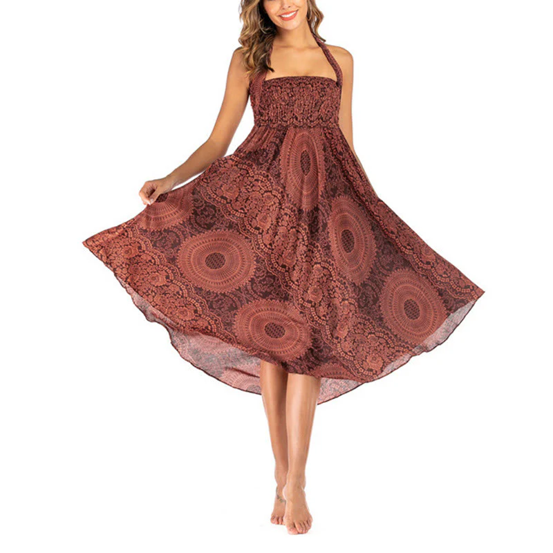 Buddha Stones Due stili indossano Boho Compass Rose Flower Skirt Dress - Image 35