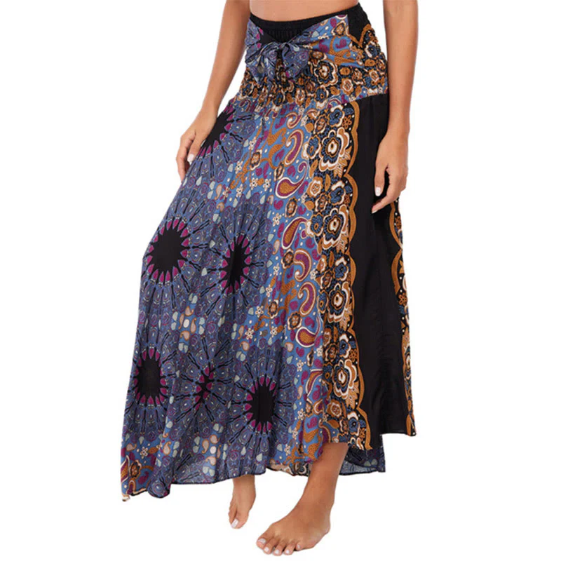 Buddha Stones Due stili Indossare Bohemien Mandala Fiore Goccia d'acqua Gonna con lacci Vestito - Image 16