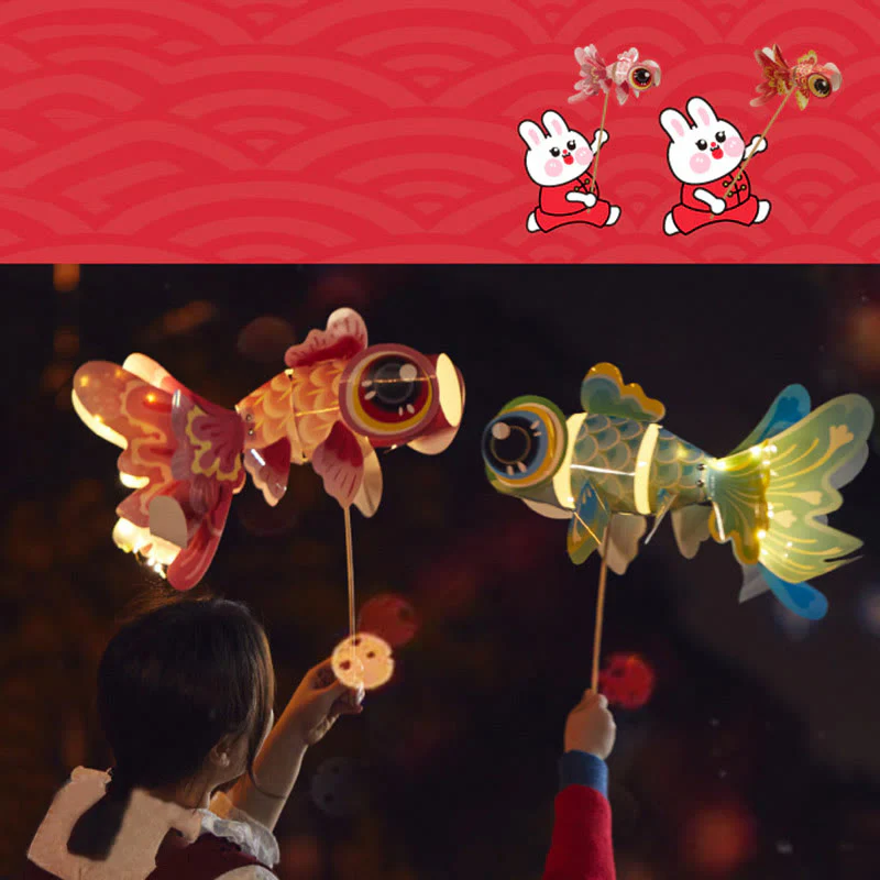 Buddha Stones fai da te Fortuna Koi Pesce Lanterna di carta Lampada Festa di metà autunno Bambino Bambini Lanterna Decorazione - Image 12