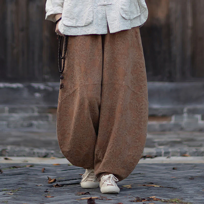 Buddha Stones Fall Jacquard Camicia a maniche lunghe con bottoni a rana da donna, pantaloni, abbigliamento in cotone e lino - Image 40