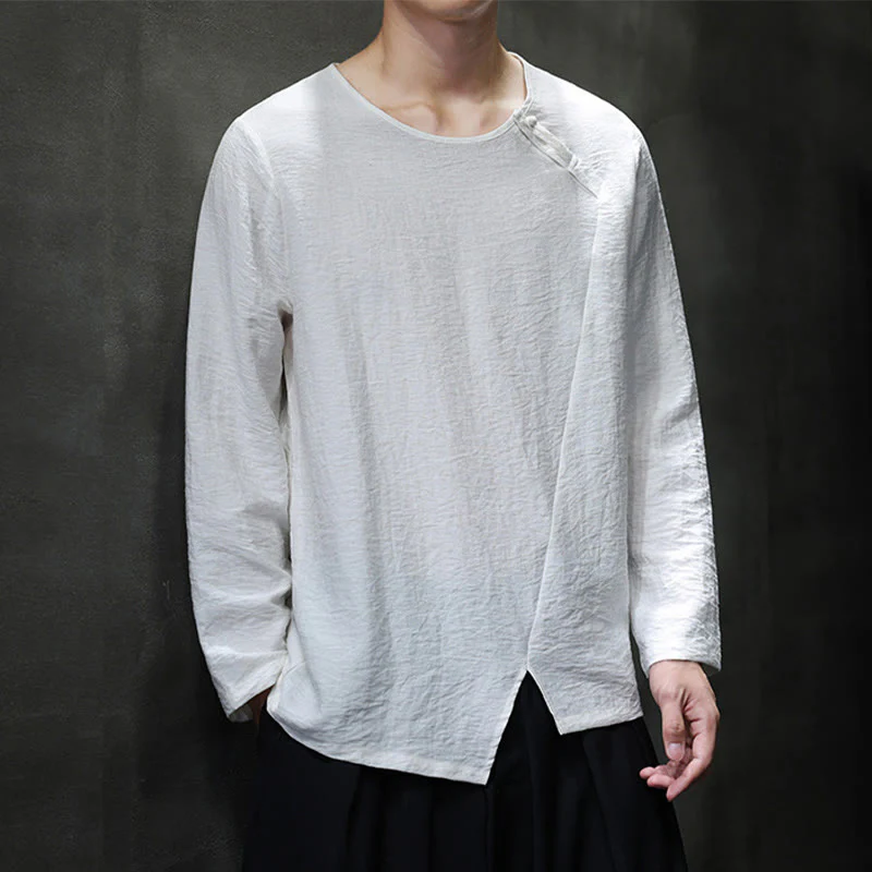 Buddha Stones Fall Solid Girocollo Manica Lunga T-Shirt Cotone Abbigliamento Uomo - Image 21