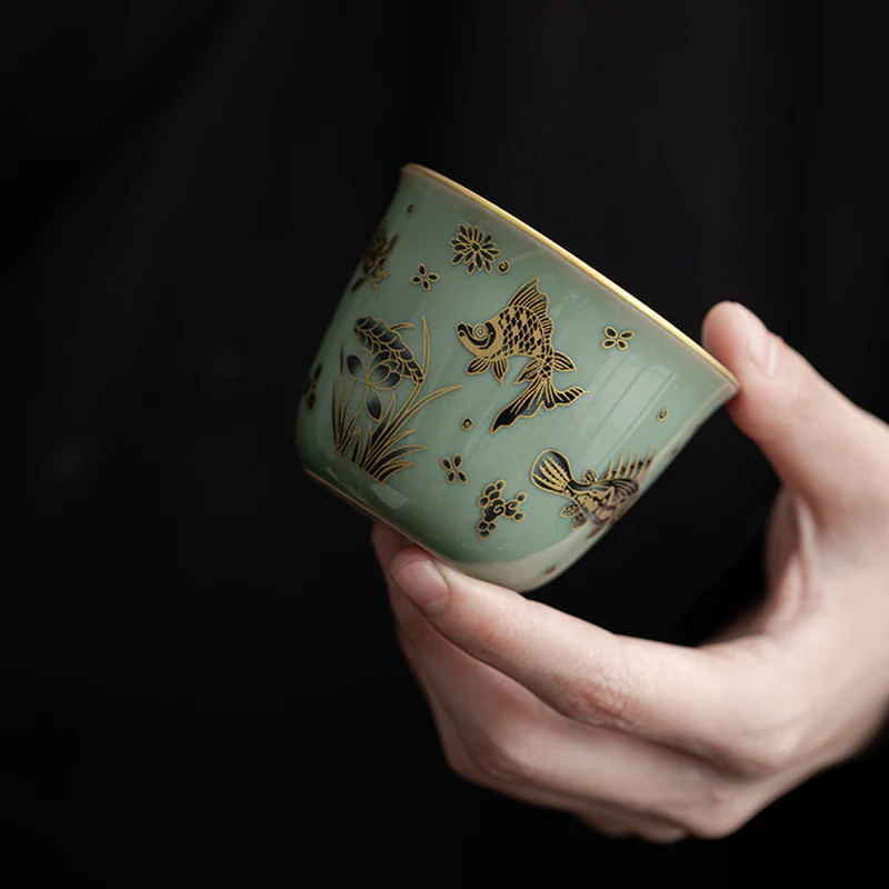 Buddha Stones Farfalla Fiore Loto Koi Pesce Prugna Fiore Tazza da Tè in Ceramica Kung Fu Tazza da Tè 100ml - Image 15