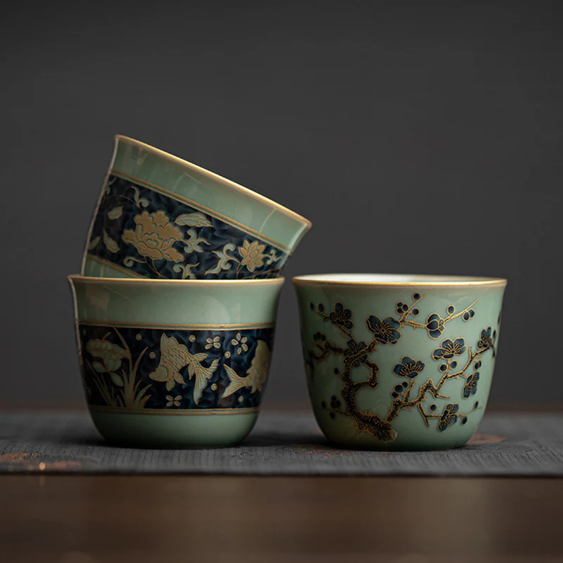 Buddha Stones Farfalla Fiore Loto Koi Pesce Prugna Fiore Tazza da Tè in Ceramica Kung Fu Tazza da Tè 100ml - Image 19