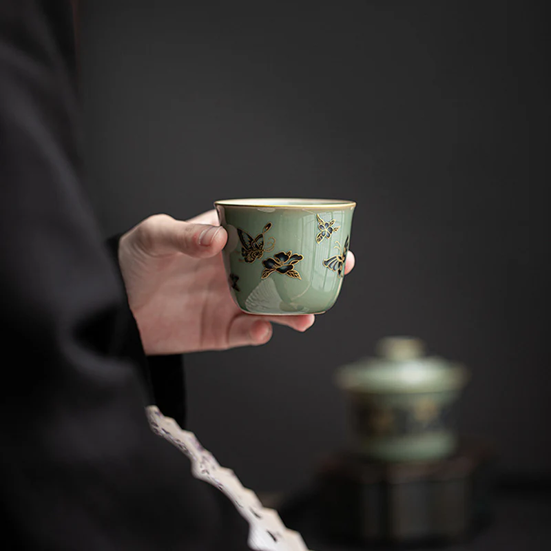 Buddha Stones Farfalla Fiore Loto Koi Pesce Prugna Fiore Tazza da Tè in Ceramica Kung Fu Tazza da Tè 100ml - Image 8