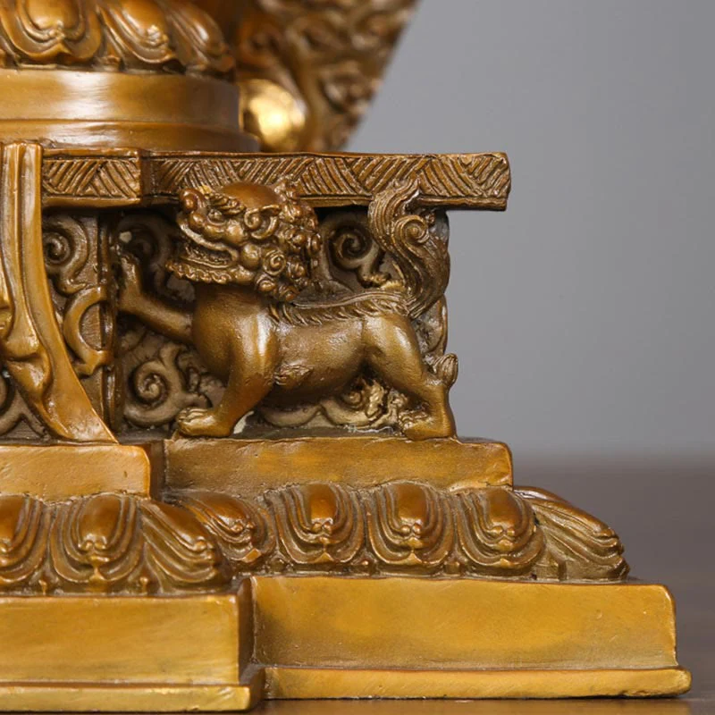Buddha Stones Fatte a Mano Avalokitesvara Kwan Yin Ricchezza Statua in Ottone e Rame Decorazione - Image 9
