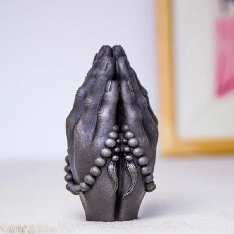 Buddha Stones fatte a mano Buddha mano Namaste polvere di ferro ruggine statua in resina decorazione - Image 20