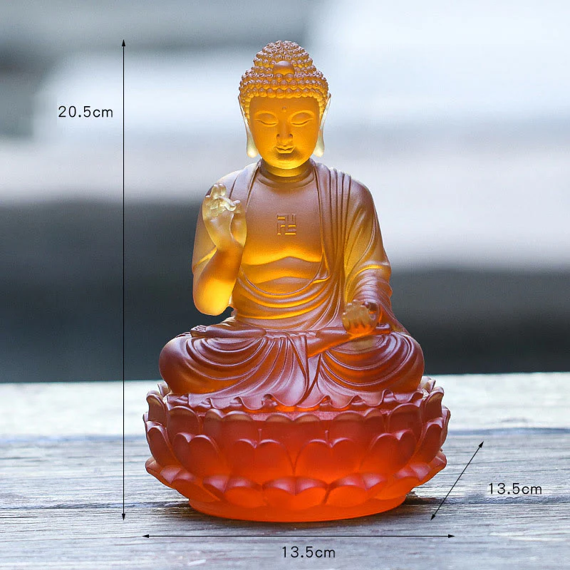 Buddha Stones fatte a mano Buddha Sakyamuni Liuli Cristallo Pezzo d'arte Statua della compassione Casa Ufficio Offerta Decorazione - Image 7