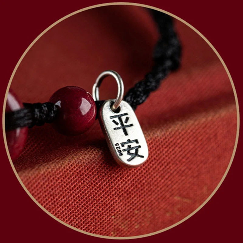 Buddha Stones fatte a mano Cinabro Fibbia della pace Ciondolo sicuro e sano Benedizione Braccialetto alla caviglia - Image 7