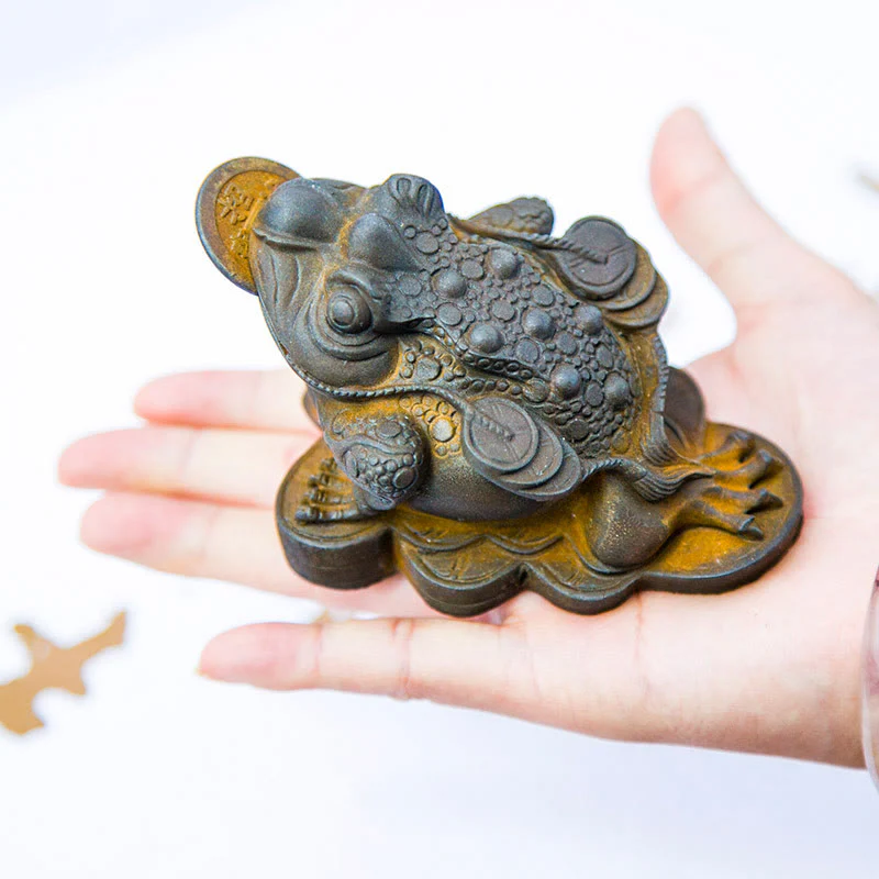 Buddha Stones fatte a mano Feng Shui Rana Rospo Monete di rame Polvere di ferro Ruggine Statua in resina Decorazione per la casa - Image 12
