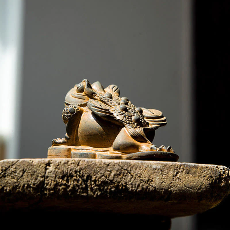 Buddha Stones fatte a mano Feng Shui Rana Rospo Monete di rame Polvere di ferro Ruggine Statua in resina Decorazione per la casa - Image 8
