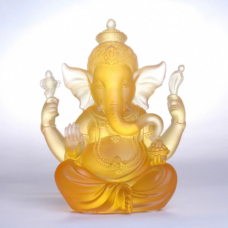 Buddha Stones fatte a mano Ganesh Ganpati Elefante Figurina Liuli Cristallo Pezzo d'Arte Protezione Statua Decorazione della casa
