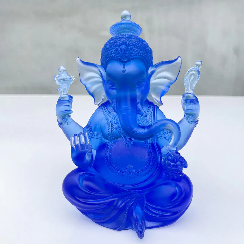 Buddha Stones fatte a mano Ganesh Ganpati Elefante Figurina Liuli Cristallo Pezzo d'Arte Protezione Statua Decorazione della casa - Image 10