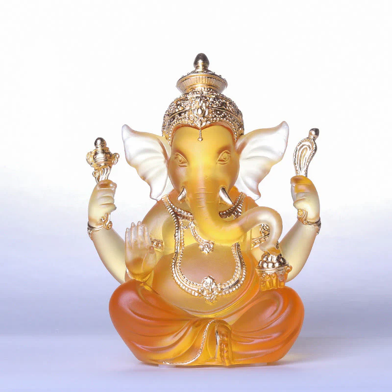 Buddha Stones fatte a mano Ganesh Ganpati Elefante Figurina Liuli Cristallo Pezzo d'Arte Protezione Statua Decorazione della casa - Image 11