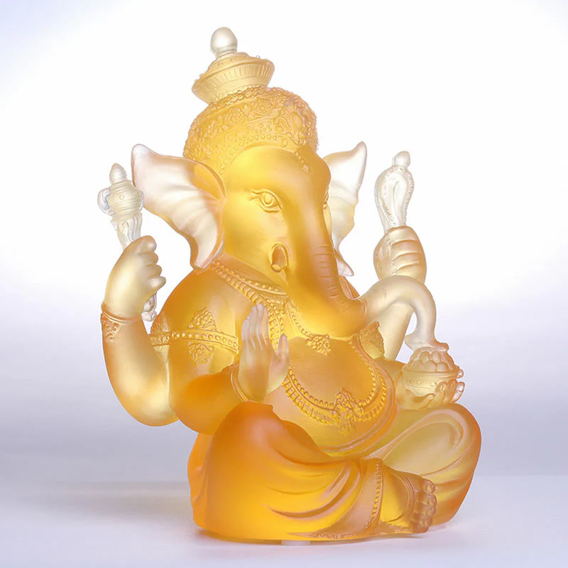 Buddha Stones fatte a mano Ganesh Ganpati Elefante Figurina Liuli Cristallo Pezzo d'Arte Protezione Statua Decorazione della casa - Image 2