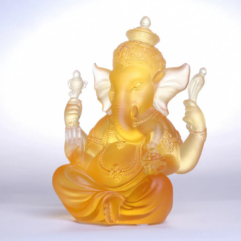 Buddha Stones fatte a mano Ganesh Ganpati Elefante Figurina Liuli Cristallo Pezzo d'Arte Protezione Statua Decorazione della casa - Image 3