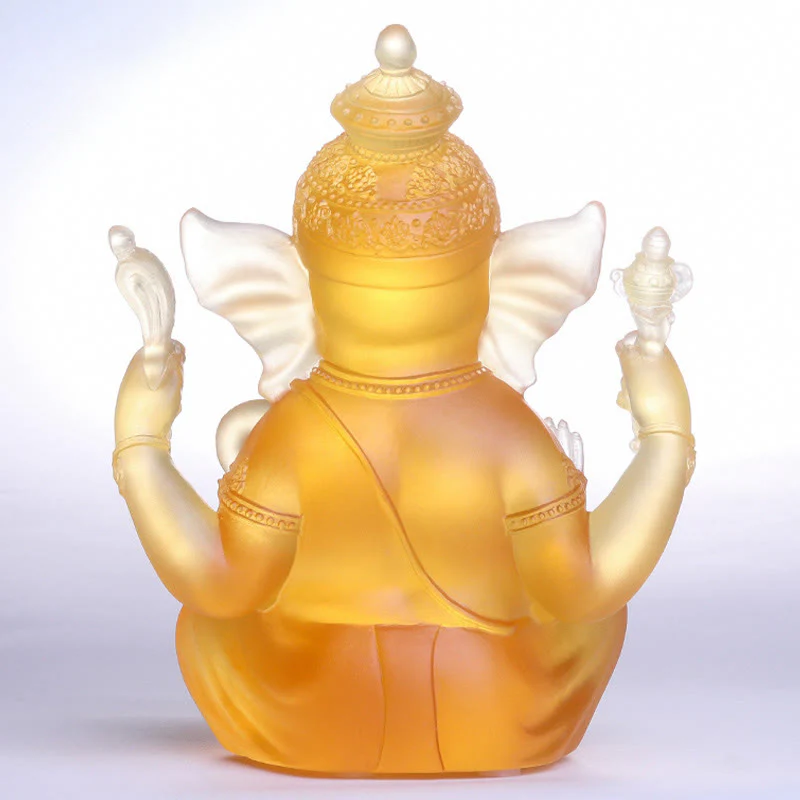 Buddha Stones fatte a mano Ganesh Ganpati Elefante Figurina Liuli Cristallo Pezzo d'Arte Protezione Statua Decorazione della casa - Image 4