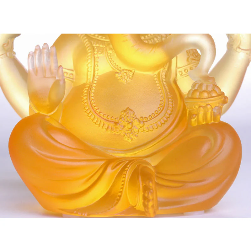 Buddha Stones fatte a mano Ganesh Ganpati Elefante Figurina Liuli Cristallo Pezzo d'Arte Protezione Statua Decorazione della casa - Image 6
