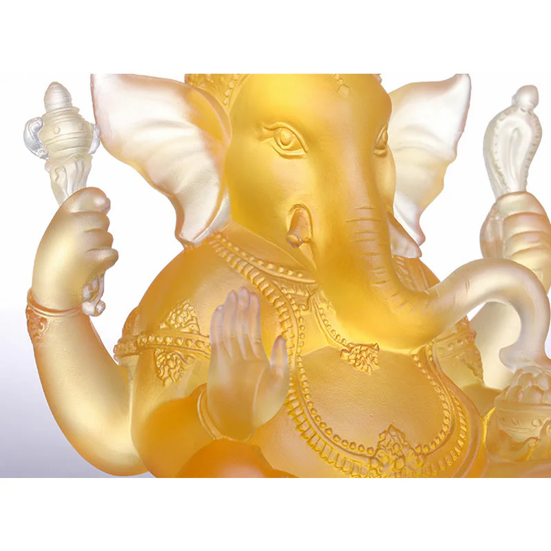 Buddha Stones fatte a mano Ganesh Ganpati Elefante Figurina Liuli Cristallo Pezzo d'Arte Protezione Statua Decorazione della casa - Image 7