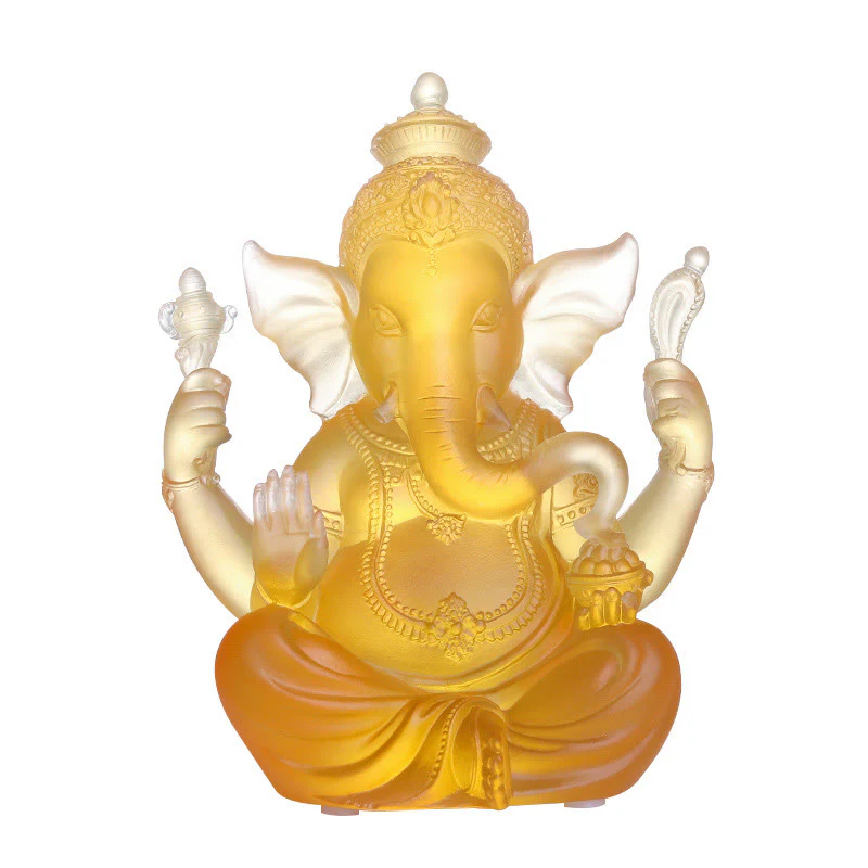 Buddha Stones fatte a mano Ganesh Ganpati Elefante Figurina Liuli Cristallo Pezzo d'Arte Protezione Statua Decorazione della casa - Image 8