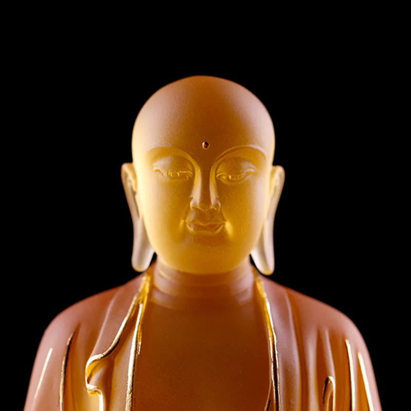 Buddha Stones fatte a mano Ksitigarbha Bodhisattva Figurina Liuli Cristallo Pezzo d'arte Statua della serenità Decorazione per la casa - Image 10
