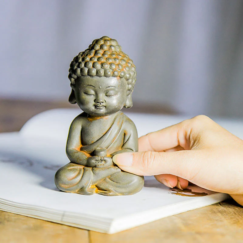 Buddha Stones Fatte a mano Ksitigarbha Kwan Yin Guanyin Avalokitesvara Tathagata Polvere di ferro Ruggine Statua in resina colata Decorazione della casa - Image 15