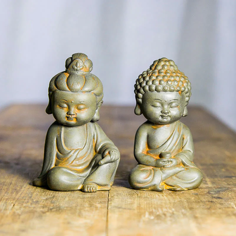 Buddha Stones Fatte a mano Ksitigarbha Kwan Yin Guanyin Avalokitesvara Tathagata Polvere di ferro Ruggine Statua in resina colata Decorazione della casa - Image 19