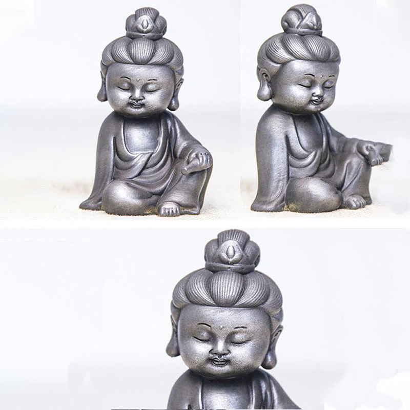 Buddha Stones Fatte a mano Ksitigarbha Kwan Yin Guanyin Avalokitesvara Tathagata Polvere di ferro Ruggine Statua in resina colata Decorazione della casa - Image 28