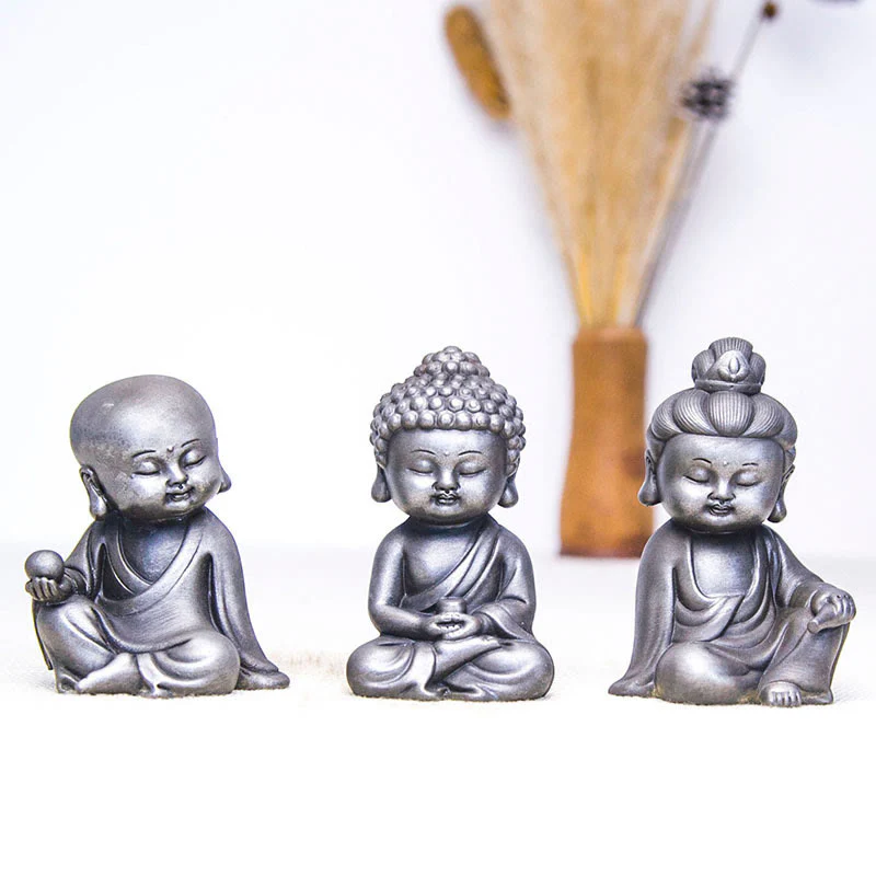 Buddha Stones Fatte a mano Ksitigarbha Kwan Yin Guanyin Avalokitesvara Tathagata Polvere di ferro Ruggine Statua in resina colata Decorazione della casa - Image 34