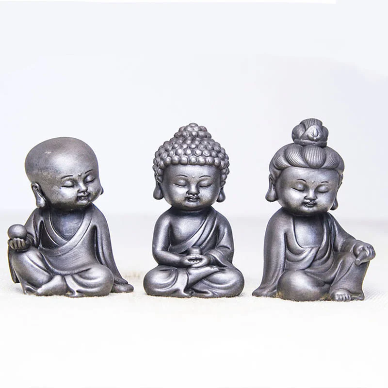 Buddha Stones Fatte a mano Ksitigarbha Kwan Yin Guanyin Avalokitesvara Tathagata Polvere di ferro Ruggine Statua in resina colata Decorazione della casa - Image 35