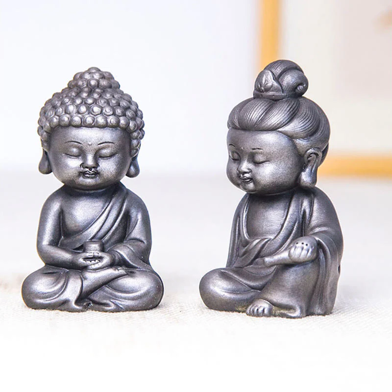 Buddha Stones Fatte a mano Ksitigarbha Kwan Yin Guanyin Avalokitesvara Tathagata Polvere di ferro Ruggine Statua in resina colata Decorazione della casa - Image 37
