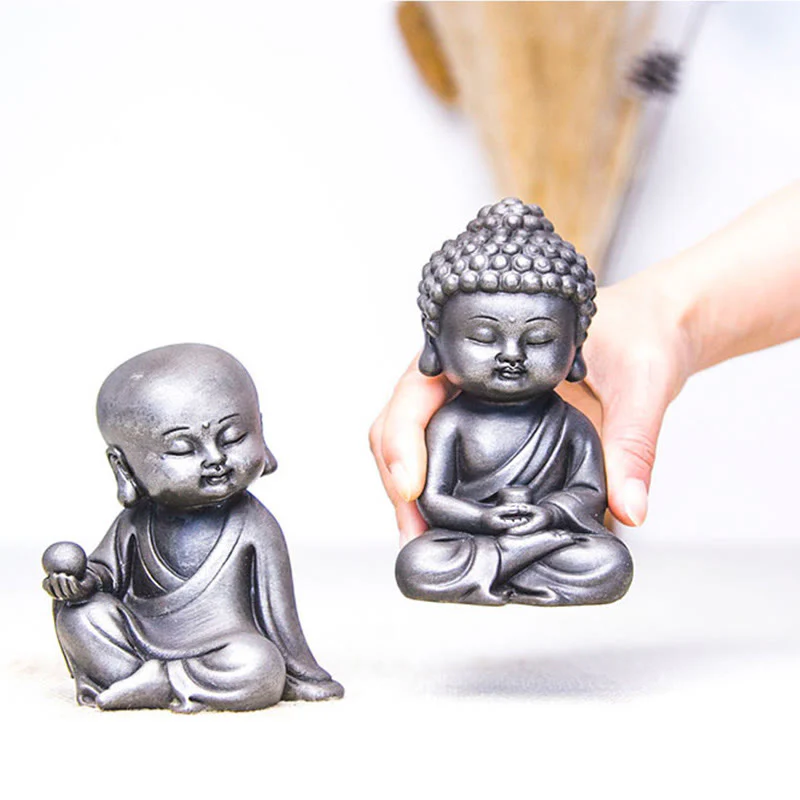 Buddha Stones Fatte a mano Ksitigarbha Kwan Yin Guanyin Avalokitesvara Tathagata Polvere di ferro Ruggine Statua in resina colata Decorazione della casa - Image 38