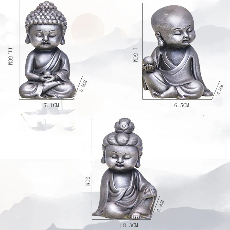 Buddha Stones Fatte a mano Ksitigarbha Kwan Yin Guanyin Avalokitesvara Tathagata Polvere di ferro Ruggine Statua in resina colata Decorazione della casa - Image 39