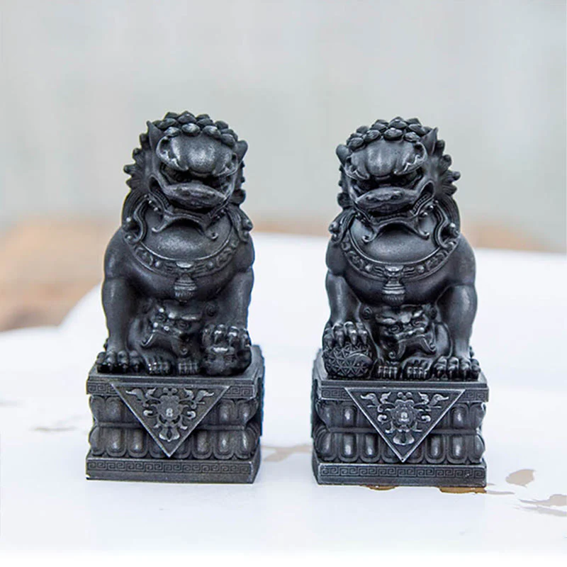 Buddha Stones fatte a mano Leone Fu Foo Cani Polvere di ferro Ruggine Statua in resina fusa Allontana il male Protezione Decorazione per la casa - Image 10
