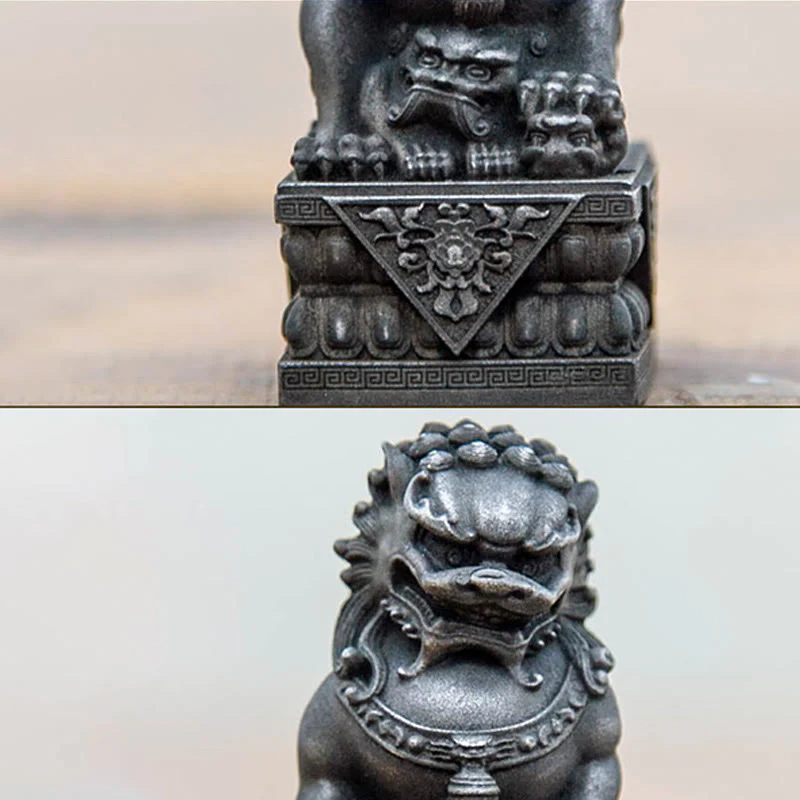 Buddha Stones fatte a mano Leone Fu Foo Cani Polvere di ferro Ruggine Statua in resina fusa Allontana il male Protezione Decorazione per la casa - Image 12