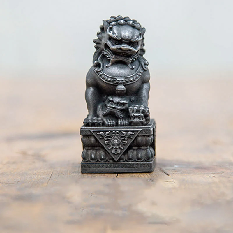 Buddha Stones fatte a mano Leone Fu Foo Cani Polvere di ferro Ruggine Statua in resina fusa Allontana il male Protezione Decorazione per la casa - Image 16